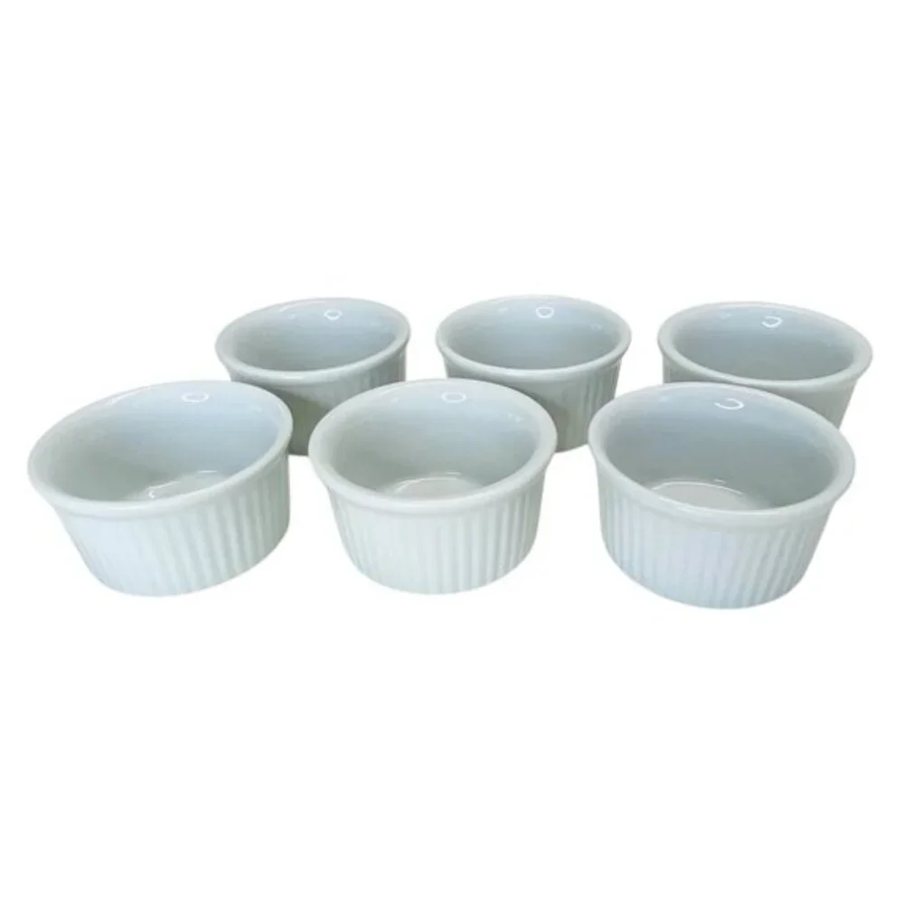 Pier 1 White Porcelain Ramekins Dish 6PC Set Dessert Baking Prep Tasting Party
